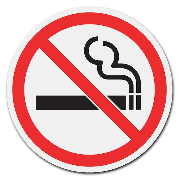 No Smoking Circle Vinyl Laminated Decal, 16" x 16", D-16-CIR-No Smoking